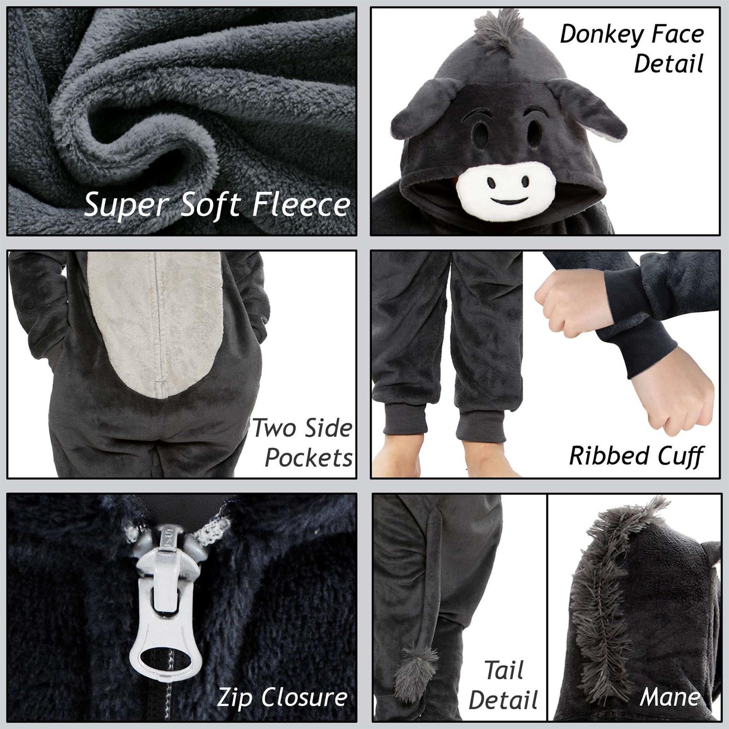 Kids Fleece A2Z Onesie One Piece Jumpsuit Donkey Costume Xmas Gift Boys Girls