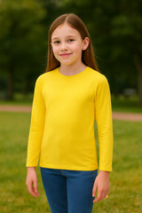A2Z 4 Kids Girls Plain Long Sleeve T Shirt Soft Feel PE School Activewear Shirts