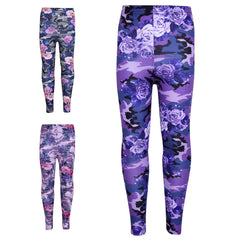 Kids Girls Legging Camo Floral Party Dance Fashion Pants Age 7-13 Years