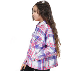 Kids Girls Checks Print Jackets Longline Fleece Collared Fashion Coat 5-13 Years