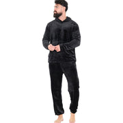 Mens Pyjamas Soft Warm Fleece Adults Hooded Pyjamas 2 Piece Gift Set For Mens
