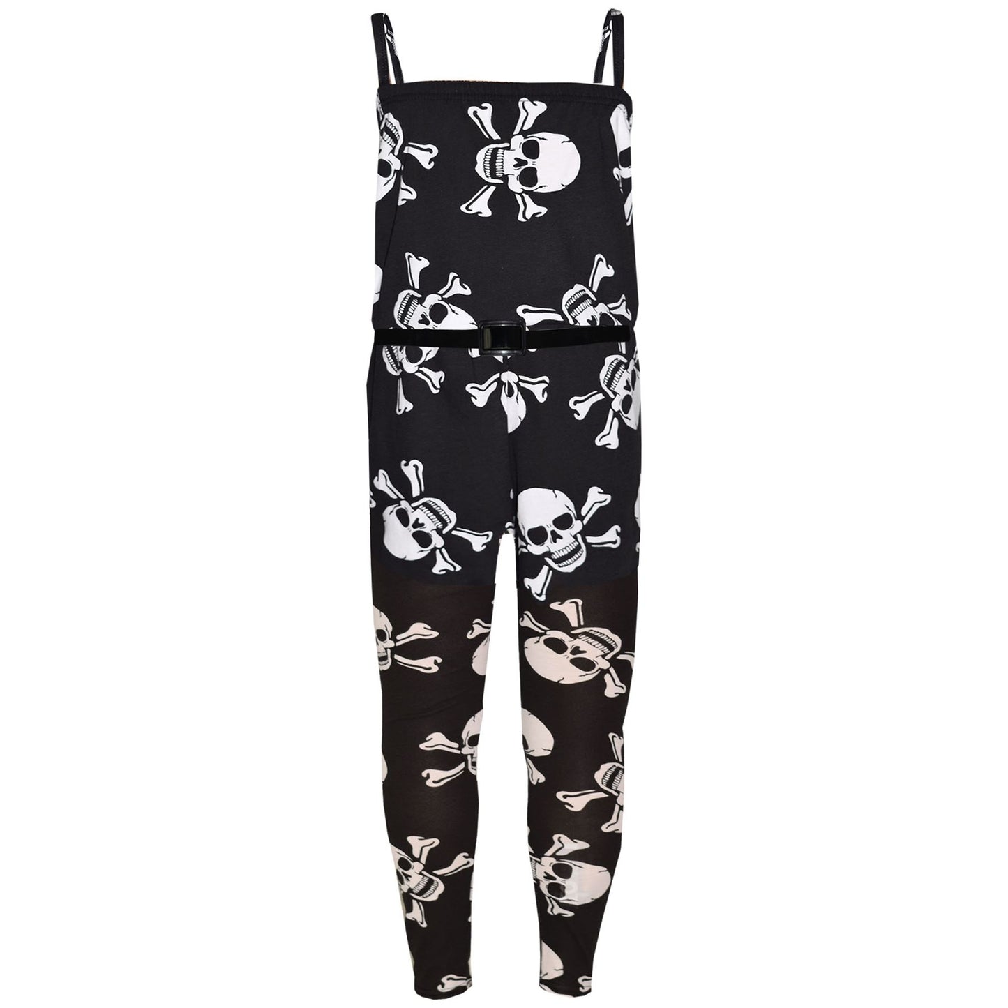 Kids Girls Boys Skull Print Crop Top Legging Skater Dress Halloween Costume 5-13