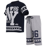 A2Z 4 Kids® Kids Boys Girls T Shirt Short Set Designer's Navy 100% Cotton NY New York Print T-Shirt Top & Shorts Set Age 5 6 7 8 9 10 11 12 13 Years