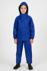 Kids Boys Girls Waterproof Hooded Rain Suit Jacket & Pants Set with Bag 3-14 Yrs