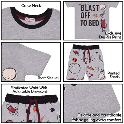 Kids Girls Blast Off To Bed Print Grey Pyjamas Set - A2Z 4 Kids
