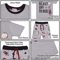 Kids Girls Blast Off To Bed Print Grey Pyjamas Set - A2Z 4 Kids