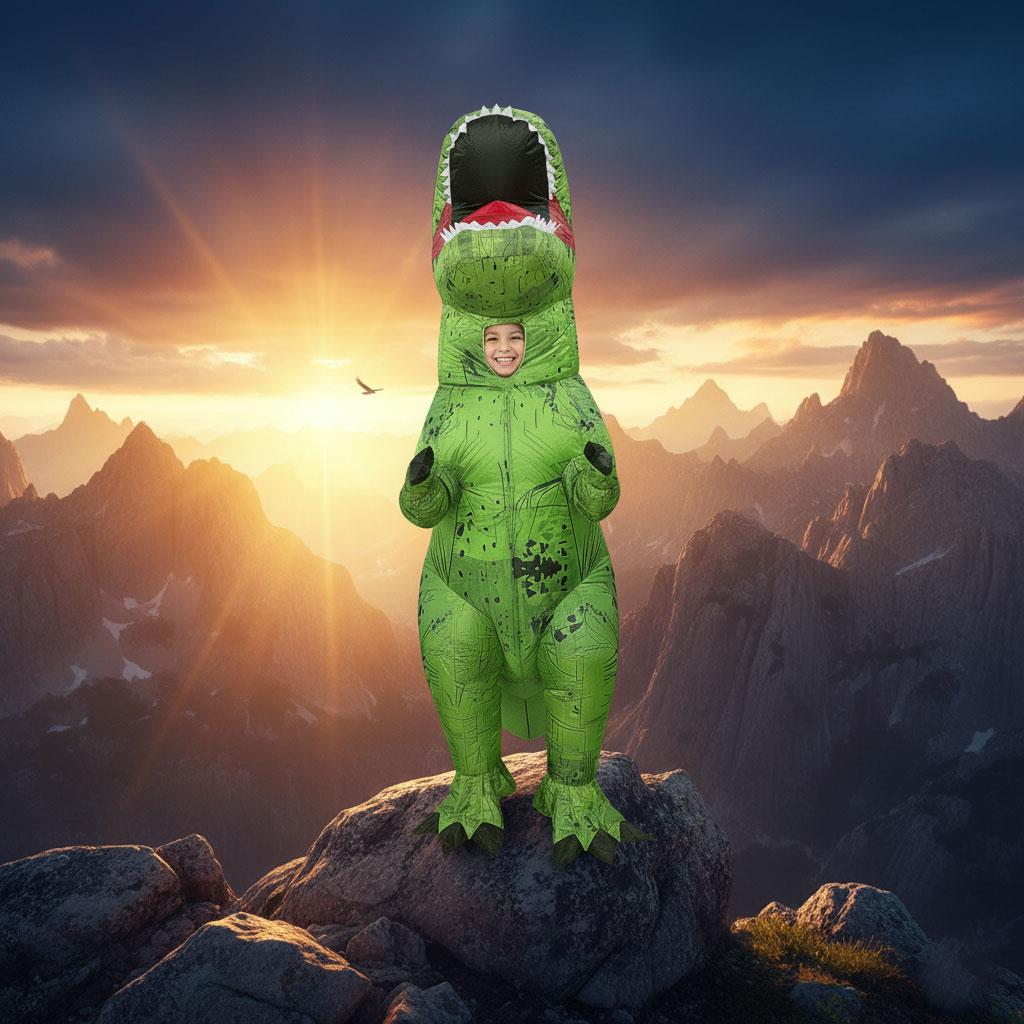 Inflatable Dinosaur Costume Boys Girls Halloween Fancy Dress Age 8-12 to 12-14