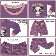 A2Z 4 Kids Girls Pyjamas Children PJs 2 Piece Set Panda Animal Dreamer Print Lilac Lounge Suit for Children Top Bottom Pyjamas Loungewear Gifts Age 2-13 Years