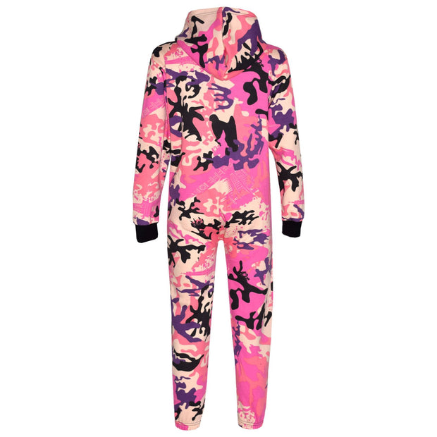 A2Z 4 Kids Boys Girls Fleece Onesie Designer's Camouflage Baby Pink._Print All In One Jumpsuit Playsuit New Age 5 6 7 8 9 10 11 12 13 Years