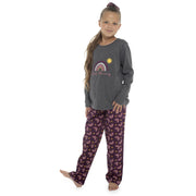 Kids Girls Soft Cotton Twosie Pyjamas With Scrunchie Comfortable Loungewear PJS