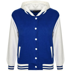 kids Girls Boys B.B Plain Hooded Jacket Varsity Classic Baseball Style Coat 2-13