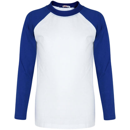 Kids Boys Girls T Shirts Plain Baseball Long Raglan Sleeves Sports Tees 2-13 Yrs