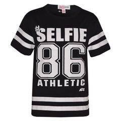 Girls Top Kids Designer's #Selfie 86 Athletic Print Fashion T Shirt Top 7-13 Yr