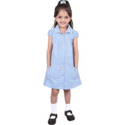 Girls Uniform School Dress Gingham Check Printed Dress With Matching Scrunchies - A2Z 4 Kids