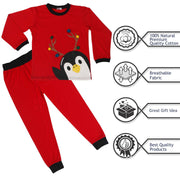 Kids Girls Boys Christmas Pyjamas Children PJs 2 Piece Penguin Set Lounge Suit - A2Z 4 Kids