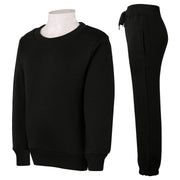 Kids Plain Tracksuit Sweatshirt Set Jumper and Bottoms PE School Girls Boys 2-13