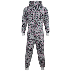 Kids Boys Girls Soft Fluffy Leopard Pink Grey A2Z Onesie One Piece Xmas Costume