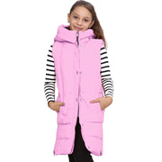 A2Z Kids Girls Long Line Vest Pink Jacket Long Sleeveless Urban Winter Wear Coat Down Vest Fashion Oversized Hooded Quilted Gilet Padded Jacket New Age 7-13