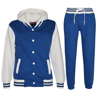 Girls Boys Tracksuit Kids Baseball Top Bottoms Jogging Suit Unisex Outfit 5-13Yr