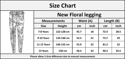 Kids Girls Legging Peach Floral Print Stylish Fashion Leggings Age 7-13 Years