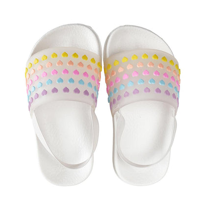 Girls EVA Sliders Heart & Unicorn Print Slip-On Summer Holiday Beach Pool Slides