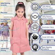 Girls Uniform School Dress Gingham Check Printed Dress With Matching Scrunchies - A2Z 4 Kids