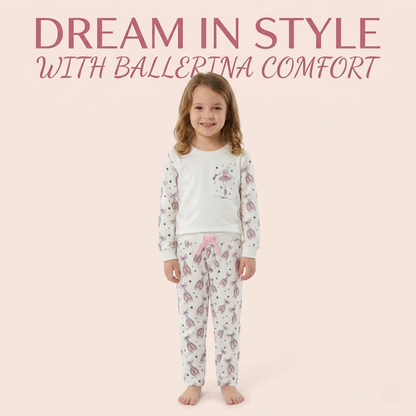 A2Z 4 Kids Girls Ballerina Print Children PJs 2 Piece Cotton Set Lounge Suit Nightwear Sleepwear Top Bottom Pyjamas Loungewear Dress Up Outfit Set Gifts for Children & Girls Age 2-13 Years