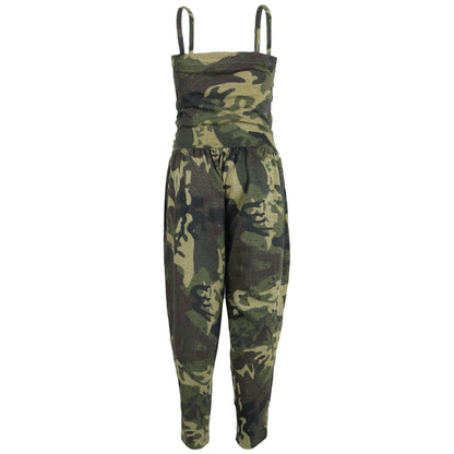Girls Jumpsuit Kids Plain Color Trendy Playsuit All In One Jumpsuits 5-13 Years