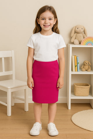 Kids Girls Plain Pencil Skirt Trendy Summer Clothing Sets Age 5-13 Years