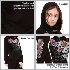Girls Top Kids Made You Look Print Long Sleeves Hooded Top & Legging Set 5-13 Yr