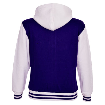 kids Girls Boys B.B Plain Hooded Jacket Varsity Classic Baseball Style Coat 2-13