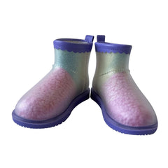 Kids Girls Warm Lined Gradient Rain Boots Waterproof PVC Wellington Winter Shoes