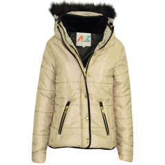 Kids  Girls Padded Puffer Quilted Coat Faux Fur Collar For  Girls Age 3-13 Years