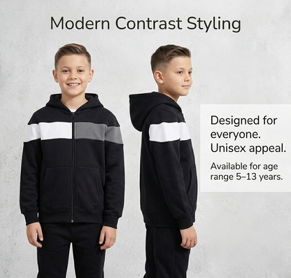Kids Girls Boys Tracksuit Contrast Panelled Hoodie & Bottom Jogging Suits