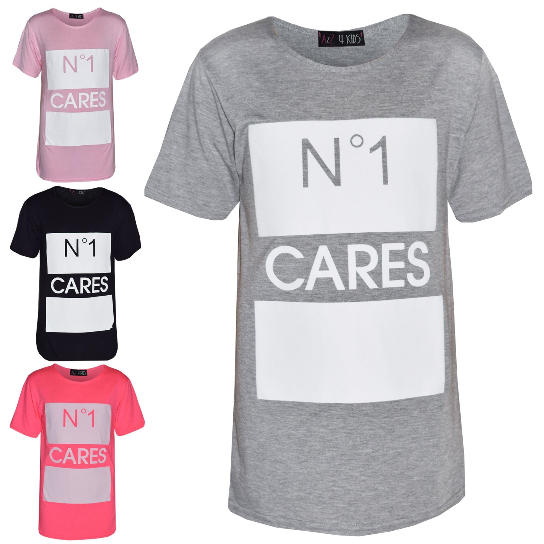 Girls Top Kids Designer's No 1 Cares Print Fashion T Shirt Tops Age 7-13 Years