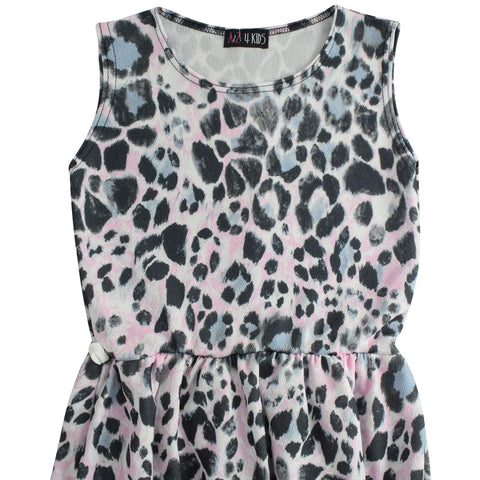 Kids Girls Skater Dress Sleeveless Leopard Print Party Fashion Summer Dresses