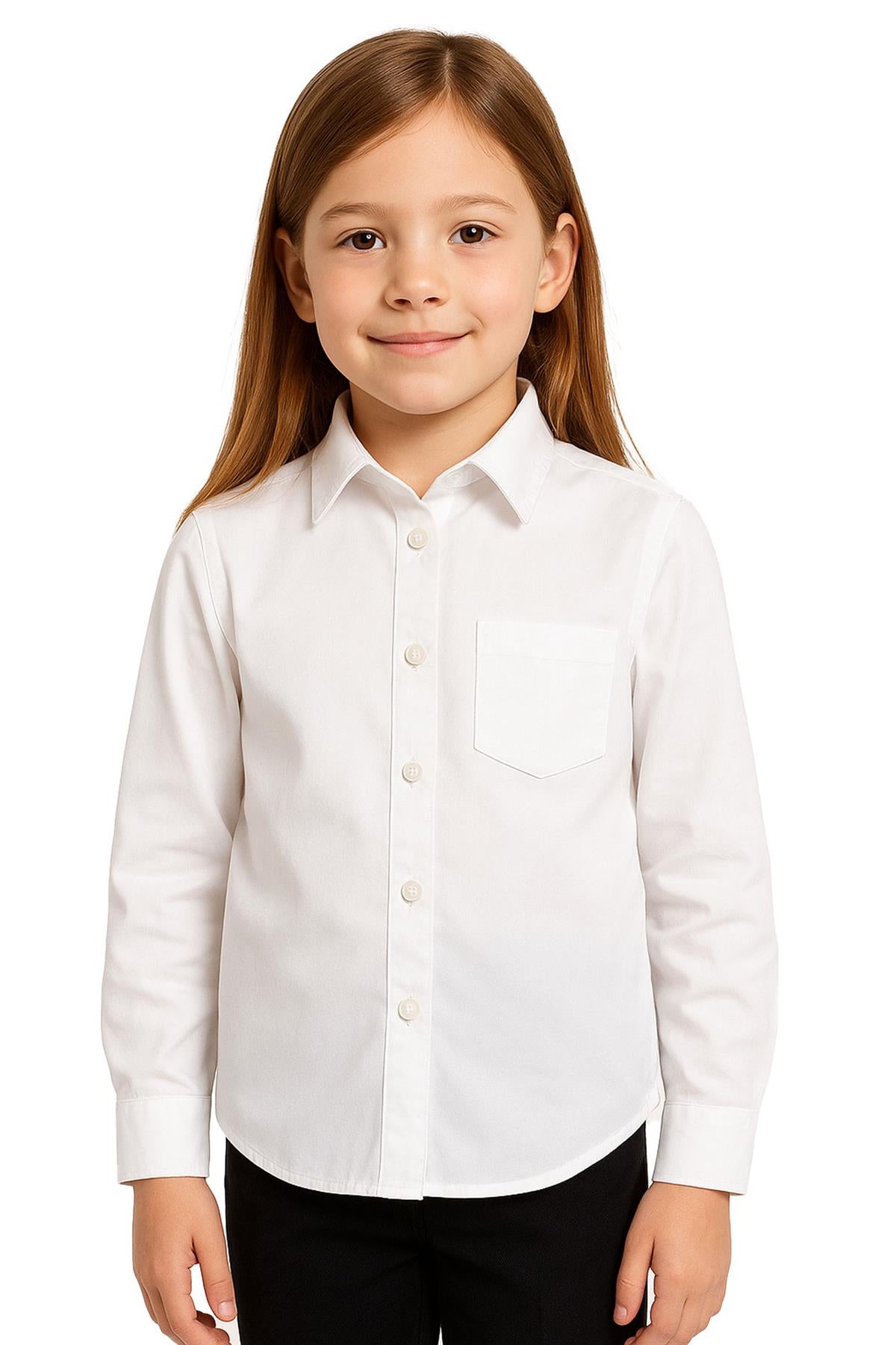 Kids Girls T Shirts Plain School Uniform Shirt Long Sleeves Soft Tank Top & Tees