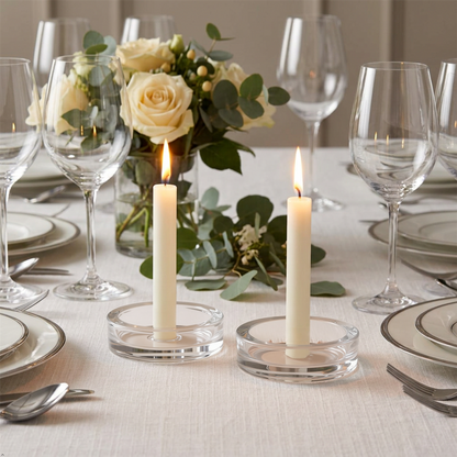 A2Z Round Glass Candle Holder Plate Clear Tea Light Display Tray