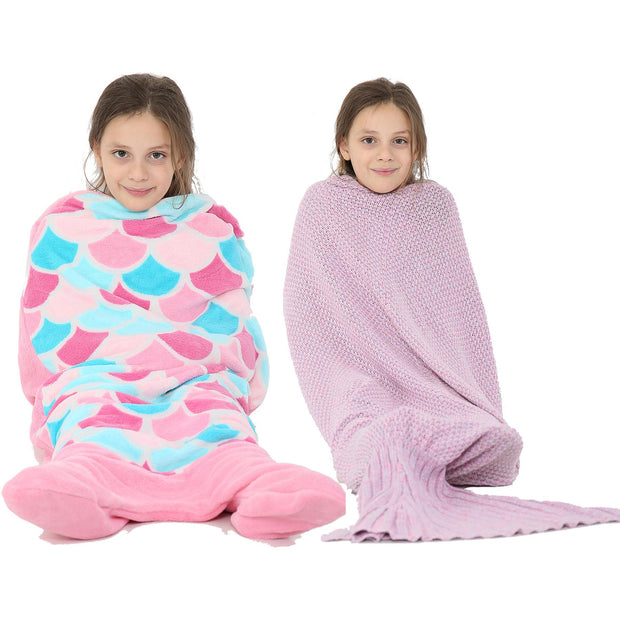Kids Blanket Mermaid Tail Soft Fleece Blankets Sleeping Bag Fancy Dress One Size