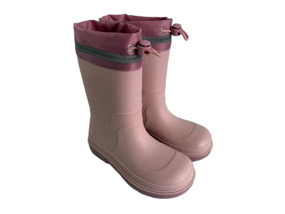 Kids Waterproof Wellington  PVC Rain Wellies Adjustable Warm Lined Non Slip Sole