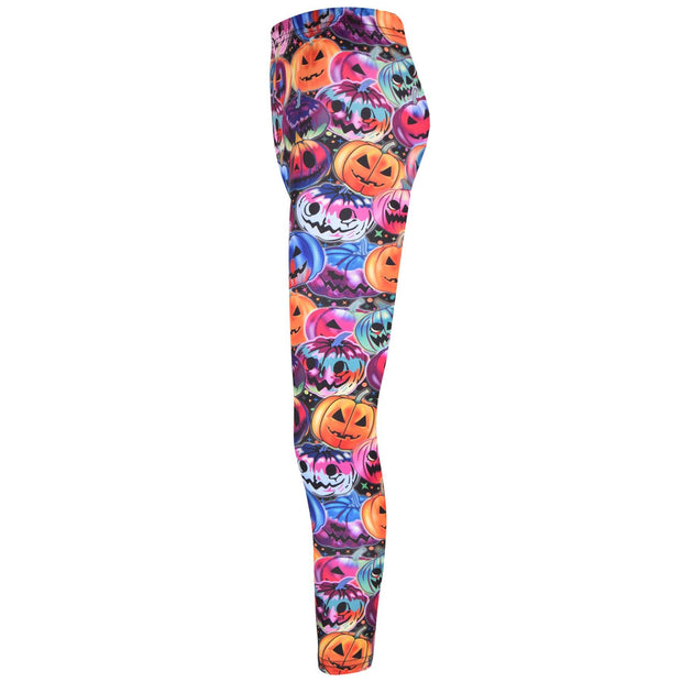Girls Halloween Legging Spider Web Skull Print Leggings Fancy Costume 3-13 Years
