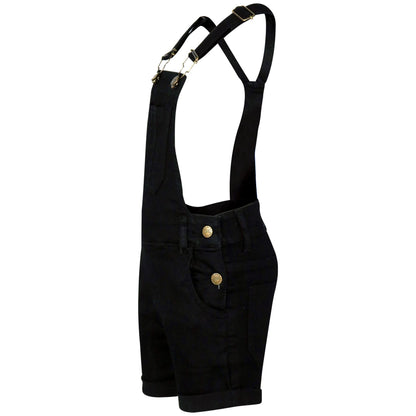 Kids Girls Denim Stretch Dungaree Shorts Jumpsuit Playsuit All In One 7-13 Years