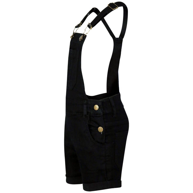 Kids Girls Denim Stretch Dungaree Shorts Jumpsuit Playsuit All In One 7-13 Years
