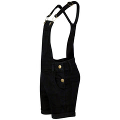Kids Girls Denim Stretch Dungaree Shorts Jumpsuit Playsuit All In One 7-13 Years