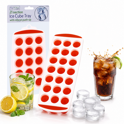A2Z 21 Cube Ice Tray Silicone Push Up Easy Release Freezer Ice Mould PP TPR