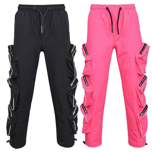 Kids Girls Cargo Trousers Elasticated Waist Comfortable Joggers Casual Pants