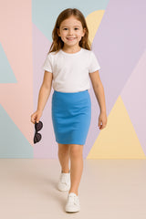 Kids Girls Plain Pencil Skirt Trendy Summer Clothing Sets Age 5-13 Years