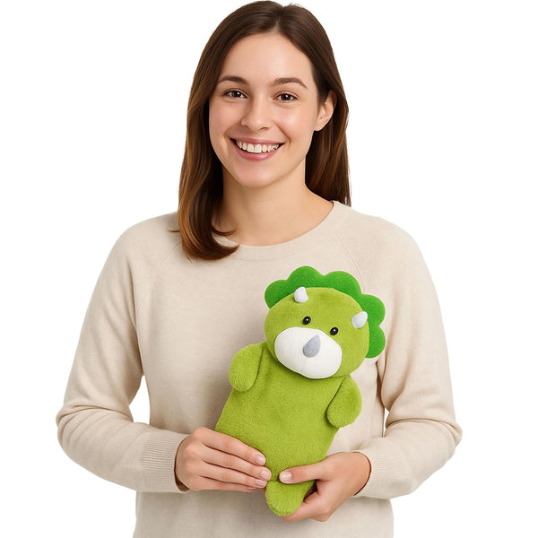 A2Z Hot Water Bottles 3D Animal Dinosaur 750ML Plush Fleece Cover Heat Therapy