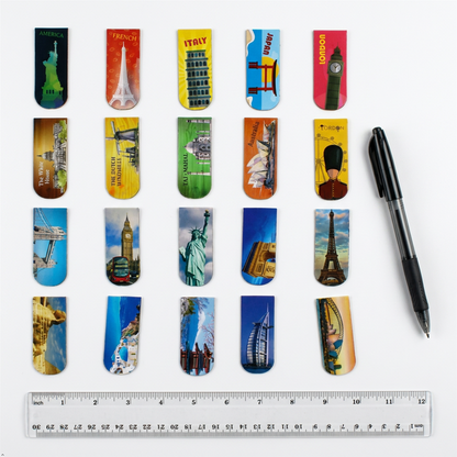 A2Z Hologram Magnetic Book Tabs 20 Pack World Landmark Page Markers