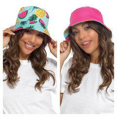 Womens Reversible Bucket Hat Summer Foldable Sun Hat UV Protection For Camping